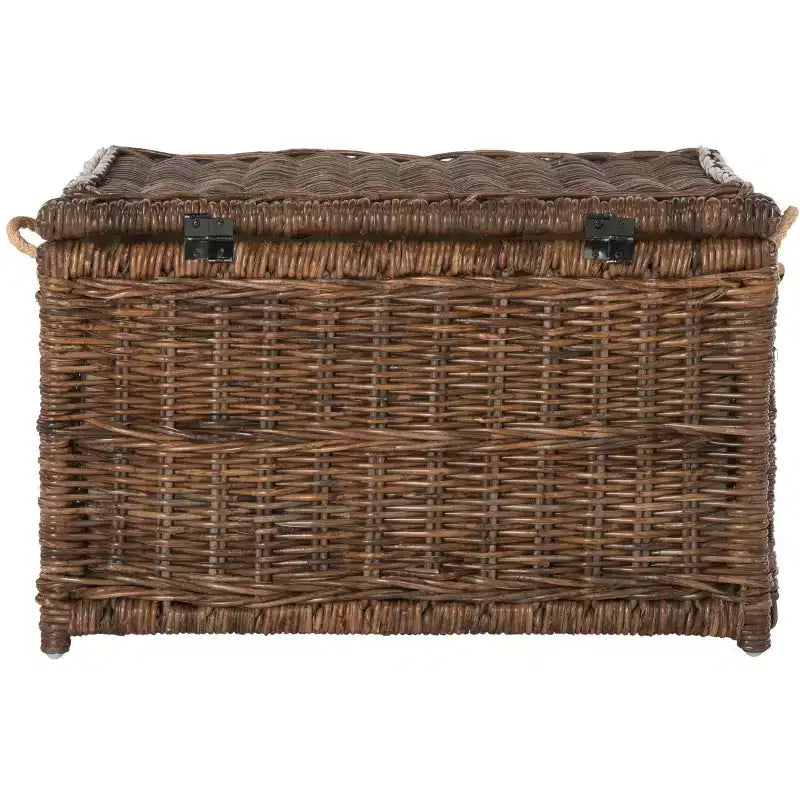 Baule portaoggetti in vimini da 76 cm con coperchio a cerniera – Rattan pieghevole