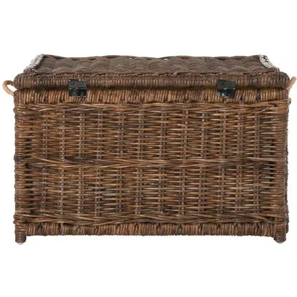 Baule portaoggetti in vimini da 76 cm con coperchio a cerniera – Rattan pieghevole