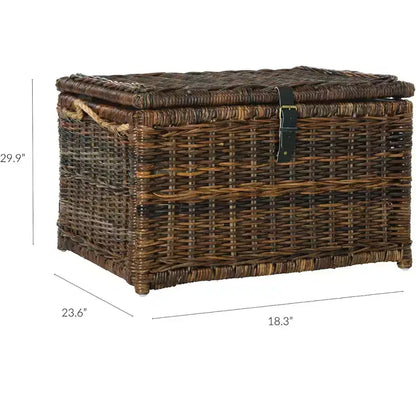 Baule portaoggetti in vimini da 76 cm con coperchio a cerniera – Rattan pieghevole