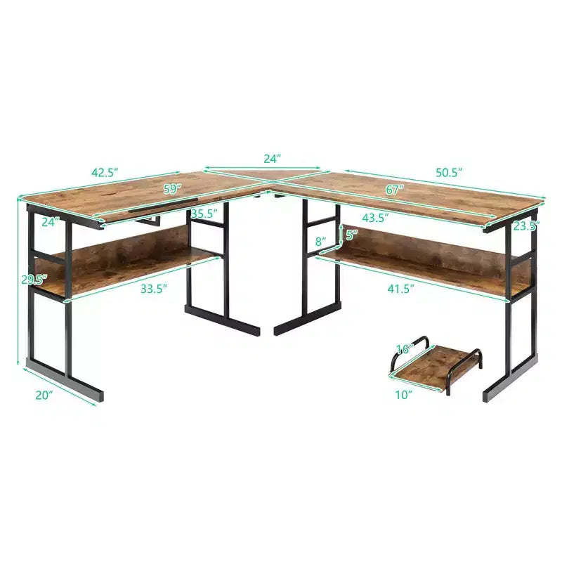 Postazione di lavoro angolare per computer con tavolo da disegno e piano inclinabile
