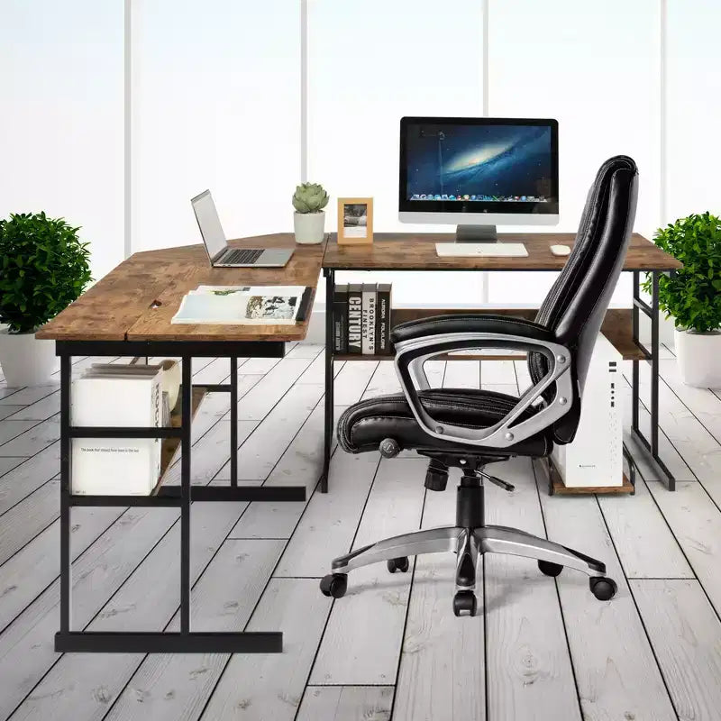 Postazione di lavoro angolare per computer con tavolo da disegno e piano inclinabile