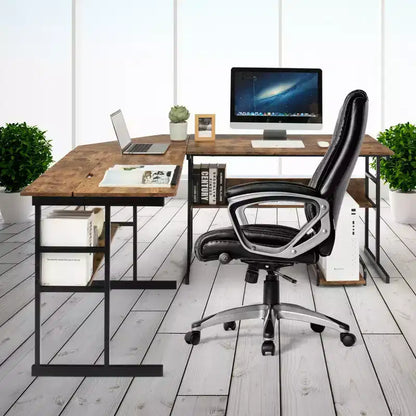 Postazione di lavoro angolare per computer con tavolo da disegno e piano inclinabile
