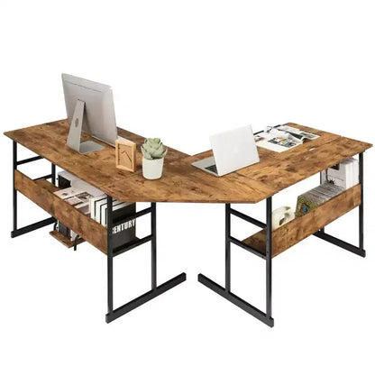 Postazione di lavoro angolare per computer con tavolo da disegno e piano inclinabile