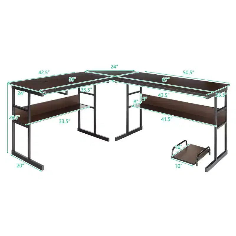 Postazione di lavoro angolare per computer con tavolo da disegno e piano inclinabile