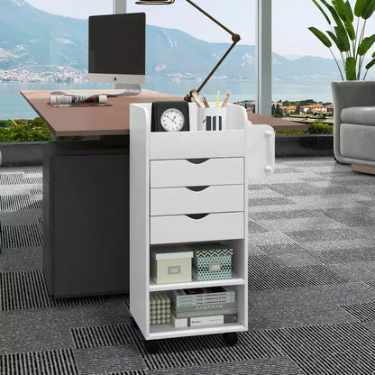 Carrello Portacraft con Rotelle a 3 Cassetti, 3 Ripiani, Scomparti e 2 Pioli