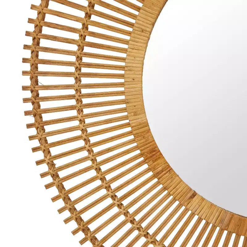 Specchio da Parete Decorativo in Bambù a Raggi – Stile Boho Sunburst