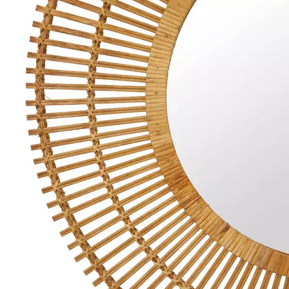 Specchio da Parete Decorativo in Bambù a Raggi – Stile Boho Sunburst