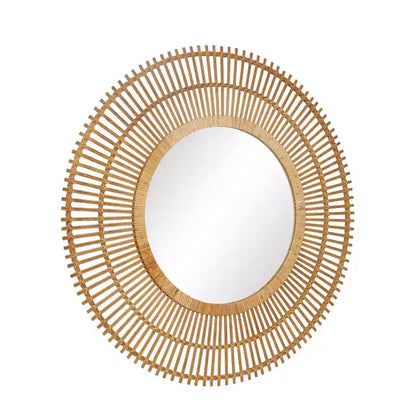 Specchio da Parete Decorativo in Bambù a Raggi – Stile Boho Sunburst