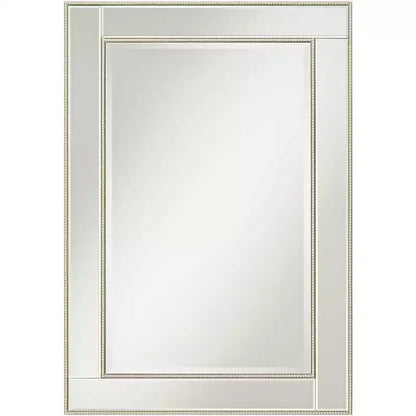 Noble Park Rectangular Vanity Decorative Wall Mirror Modern Beveled Edge Champagne Beaded Frame 27 Wide for Bathroom Bedroom Living Room Home Office