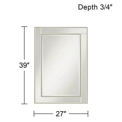 Specchio da parete rettangolare per mobile da bagno, larghezza 68,5 cm, cornice con perline color champagne, vetro bisellato
