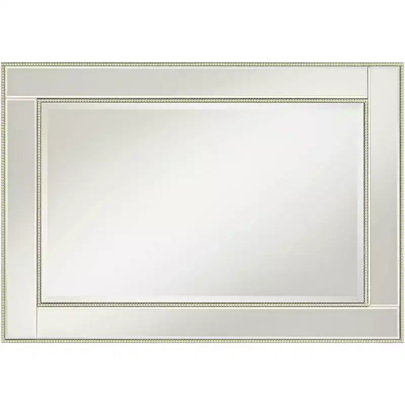 Specchio da parete rettangolare per mobile da bagno, larghezza 68,5 cm, cornice con perline color champagne, vetro bisellato