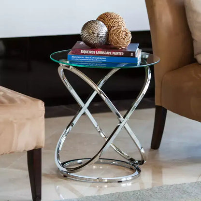 Tavolino rotondo Galaxy in vetro temperato trasparente da 52 cm – Tavolino moderno