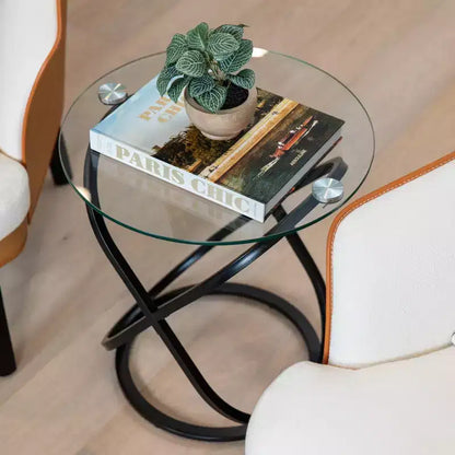 Tavolino rotondo Galaxy in vetro temperato trasparente da 52 cm – Tavolino moderno
