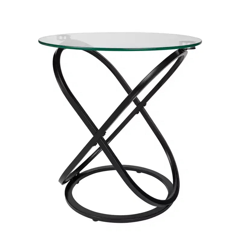 20.5 Round Galaxy Clear Tempered Glass End Table - Danya B.
