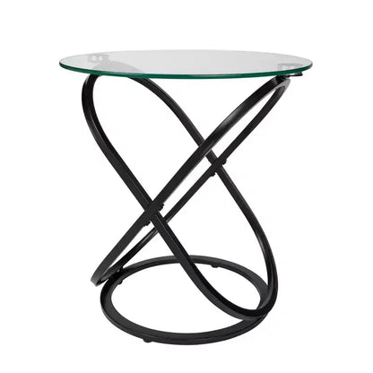 20.5 Round Galaxy Clear Tempered Glass End Table - Danya B.
