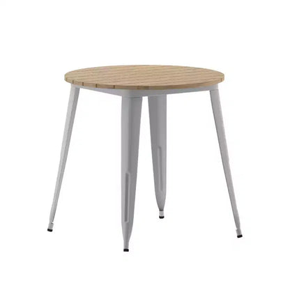 Flash Furniture Declan Commercial Grade Indoor/Outdoor Dining Table, 30 Round All Weather Poly Resin Top with Steel Base