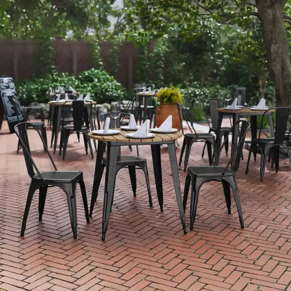 Tavolo da pranzo rotondo 30" per interni/esterni – Piano in resina, base in acciaio