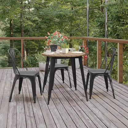 Tavolo da pranzo rotondo 30" per interni/esterni – Piano in resina, base in acciaio