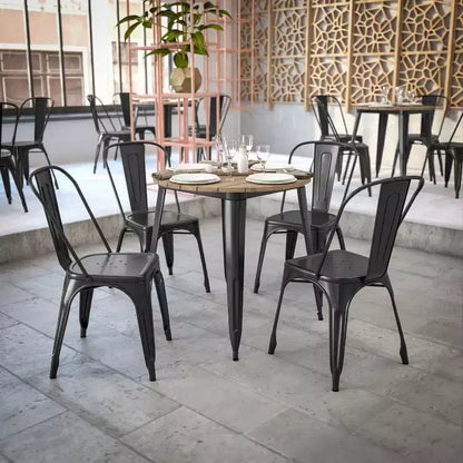 Tavolo da pranzo rotondo 30" per interni/esterni – Piano in resina, base in acciaio