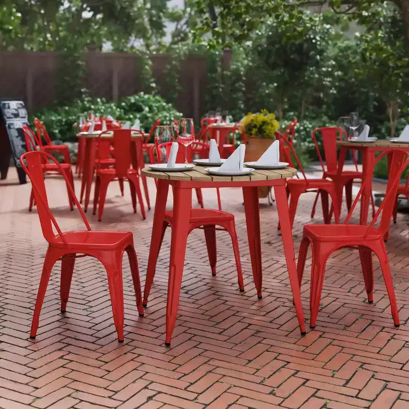 Tavolo da pranzo rotondo 30" per interni/esterni – Piano in resina, base in acciaio
