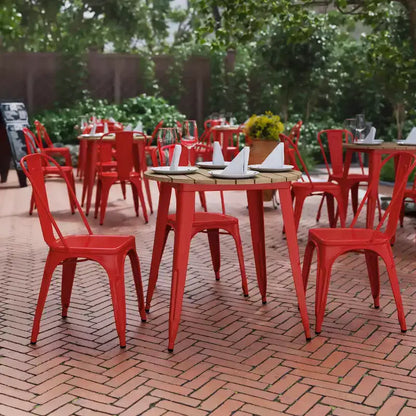 Tavolo da pranzo rotondo 30" per interni/esterni – Piano in resina, base in acciaio