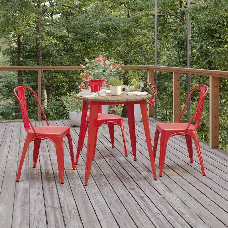 Tavolo da pranzo rotondo 30" per interni/esterni – Piano in resina, base in acciaio