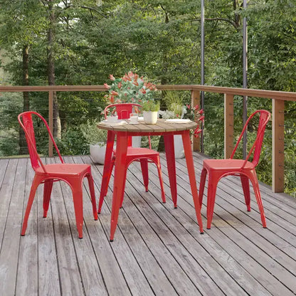 Tavolo da pranzo rotondo 30" per interni/esterni – Piano in resina, base in acciaio