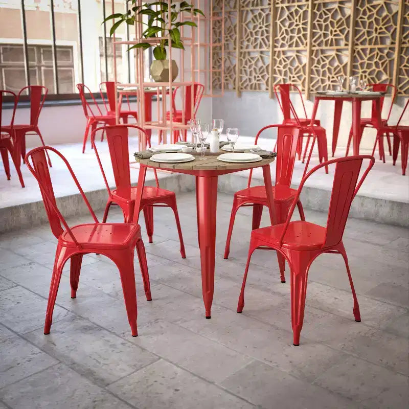Tavolo da pranzo rotondo 30" per interni/esterni – Piano in resina, base in acciaio