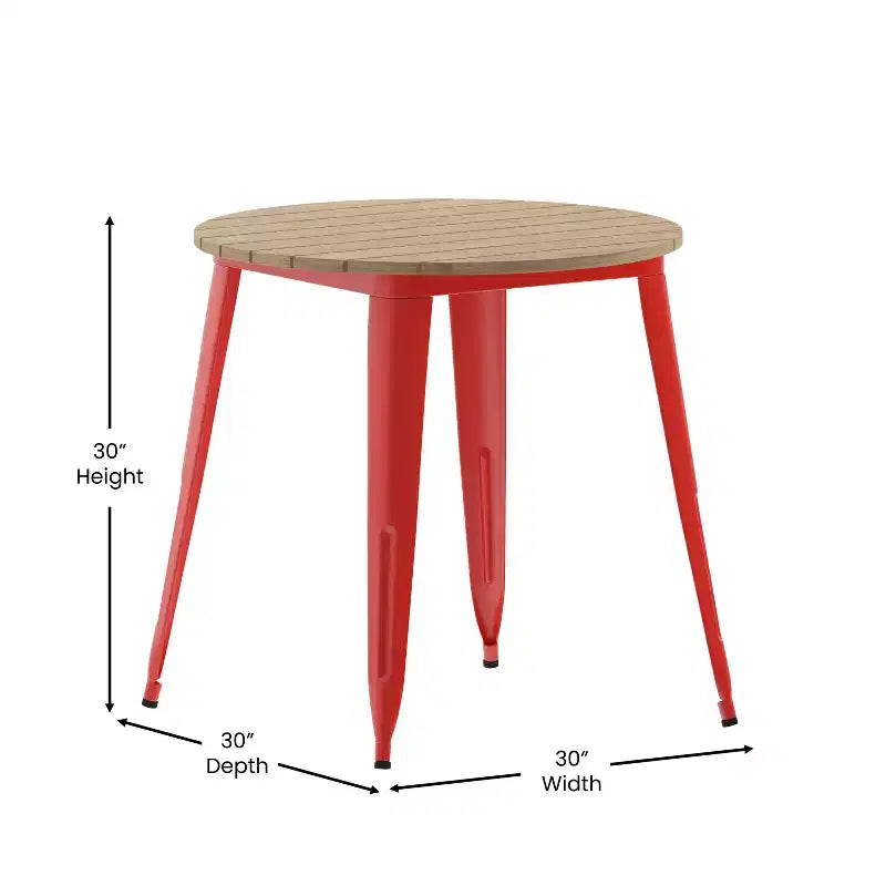 Tavolo da pranzo rotondo 30" per interni/esterni – Piano in resina, base in acciaio