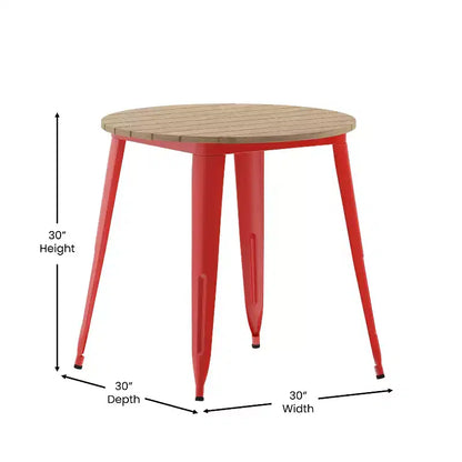 Tavolo da pranzo rotondo 30" per interni/esterni – Piano in resina, base in acciaio