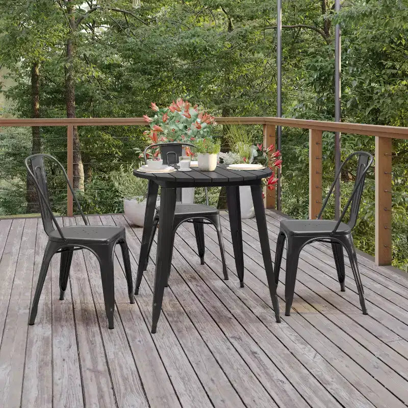 Tavolo da pranzo rotondo 30" per interni/esterni – Piano in resina, base in acciaio