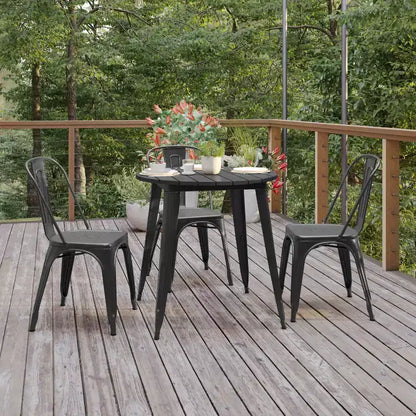 Tavolo da pranzo rotondo 30" per interni/esterni – Piano in resina, base in acciaio