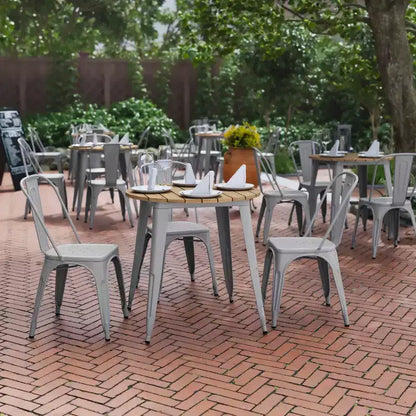 Tavolo da pranzo rotondo 30" per interni/esterni – Piano in resina, base in acciaio