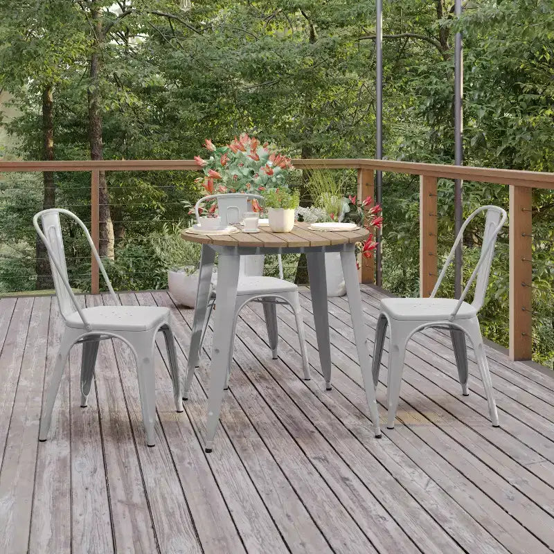 Tavolo da pranzo rotondo 30" per interni/esterni – Piano in resina, base in acciaio