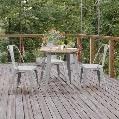 Tavolo da pranzo rotondo 30" per interni/esterni – Piano in resina, base in acciaio