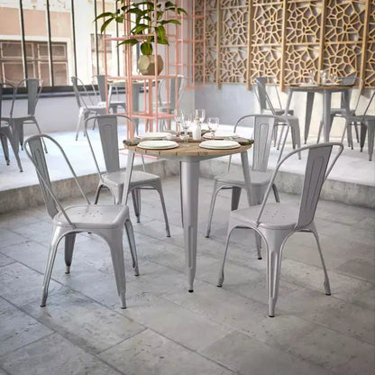 Tavolo da pranzo rotondo 30" per interni/esterni – Piano in resina, base in acciaio