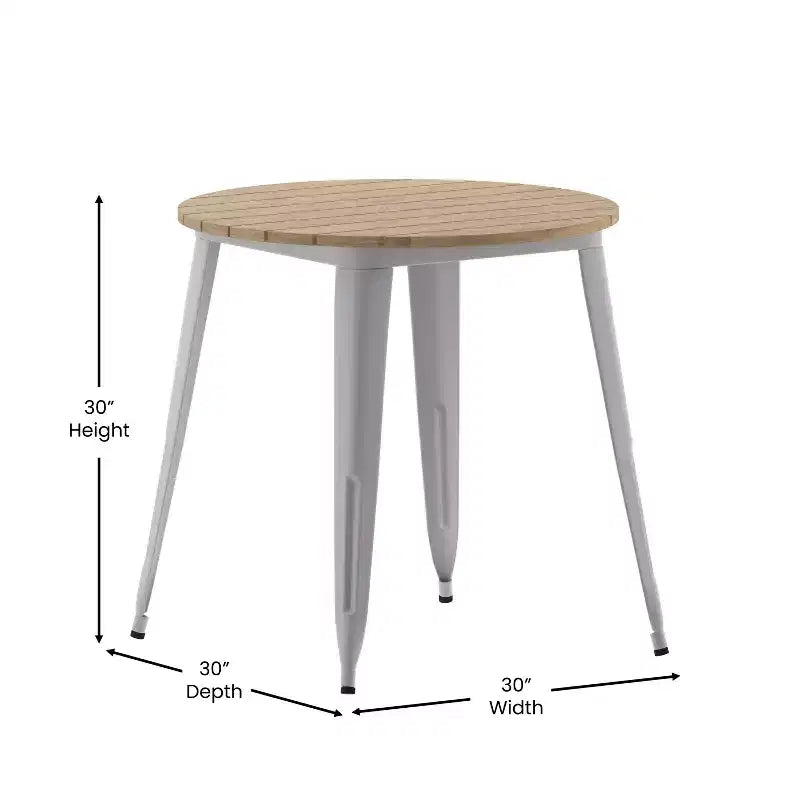 Tavolo da pranzo rotondo 30" per interni/esterni – Piano in resina, base in acciaio
