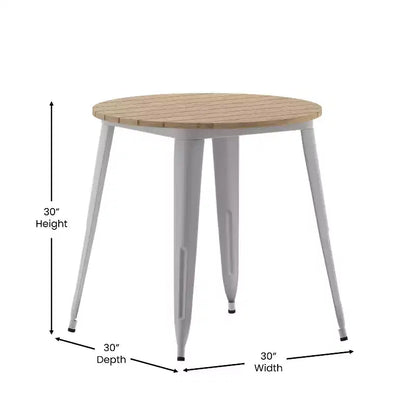 Tavolo da pranzo rotondo 30" per interni/esterni – Piano in resina, base in acciaio