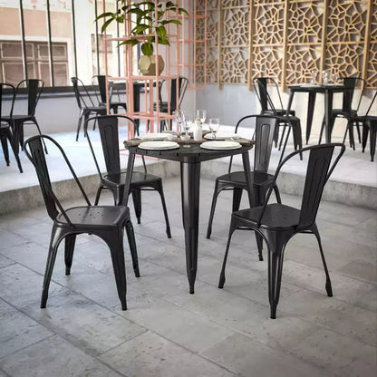 Tavolo da pranzo rotondo 30" per interni/esterni – Piano in resina, base in acciaio