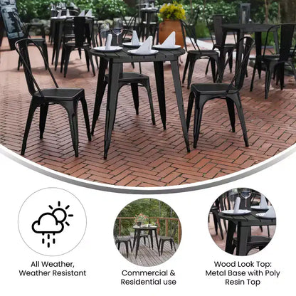 Tavolo da pranzo rotondo 30" per interni/esterni – Piano in resina, base in acciaio