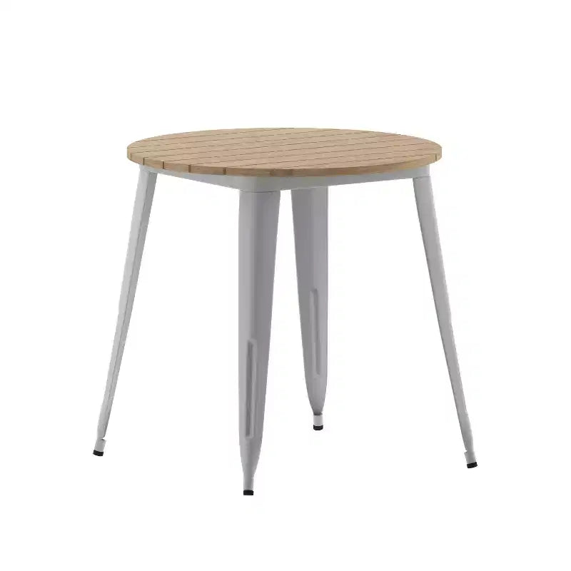 Tavolo da pranzo rotondo 30" per interni/esterni – Piano in resina, base in acciaio