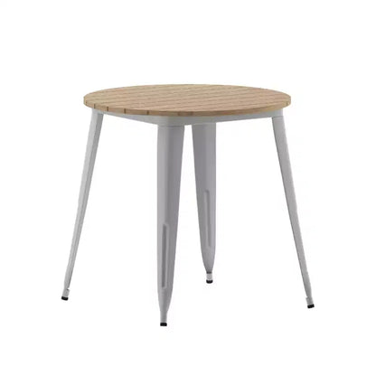 Tavolo da pranzo rotondo 30" per interni/esterni – Piano in resina, base in acciaio