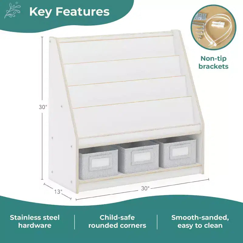 Libreria e Contenitore Portagiochi per Bambini in Legno – Scaffale Multifunzione con Contenitore per Giocattoli