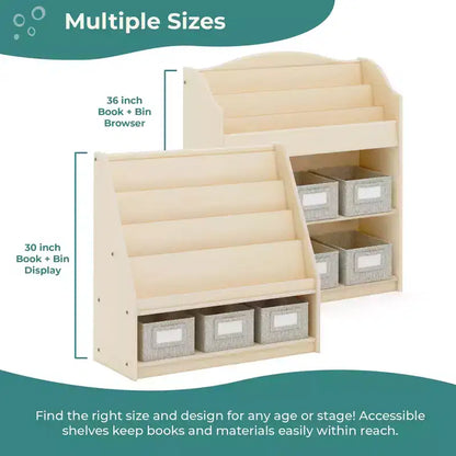 Libreria e Contenitore Portagiochi per Bambini in Legno – Scaffale Multifunzione con Contenitore per Giocattoli