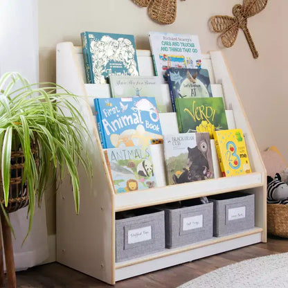 Libreria e Contenitore Portagiochi per Bambini in Legno – Scaffale Multifunzione con Contenitore per Giocattoli