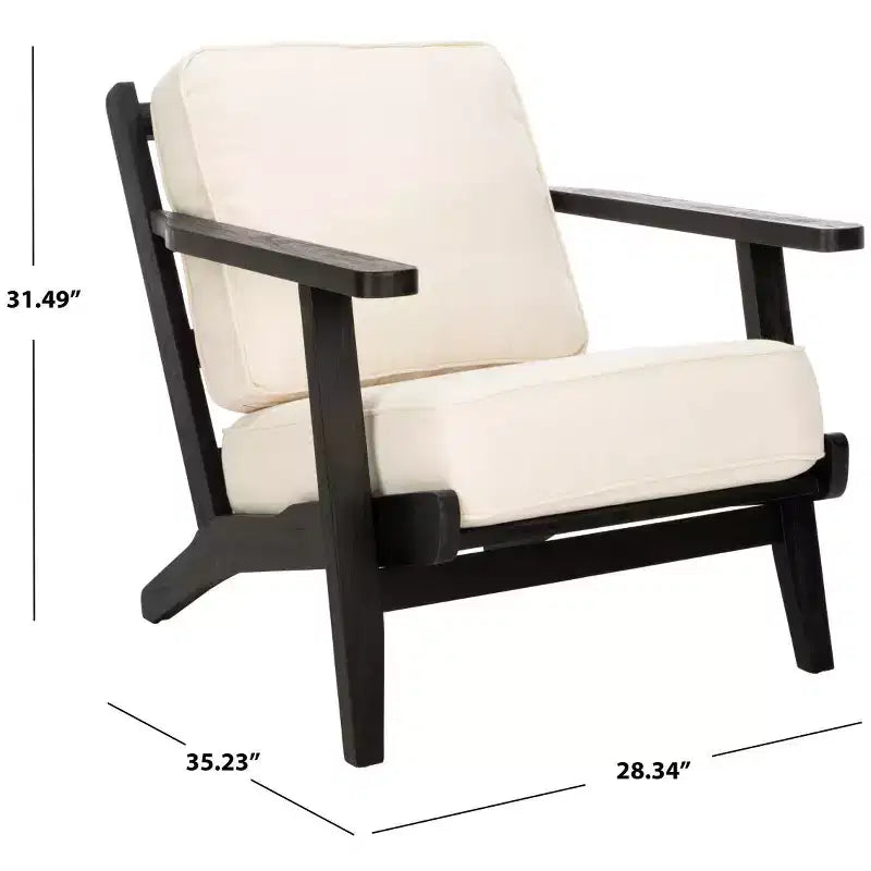 Poltrona di design Mid-Century – Bianco osso e nero, poltrona moderna da salotto