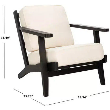 Poltrona di design Mid-Century – Bianco osso e nero, poltrona moderna da salotto