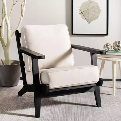 Poltrona di design Mid-Century – Bianco osso e nero, poltrona moderna da salotto
