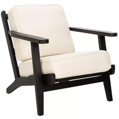 Poltrona di design Mid-Century – Bianco osso e nero, poltrona moderna da salotto