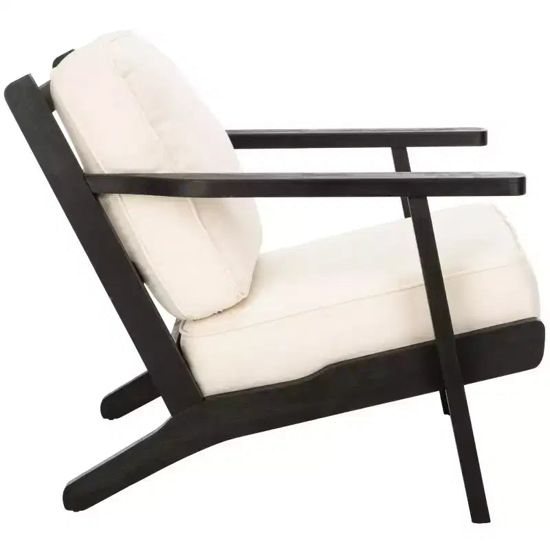 Poltrona di design Mid-Century – Bianco osso e nero, poltrona moderna da salotto